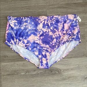 Torrid Plus Size Purple and Pink Tie-Dye Swim Bottoms